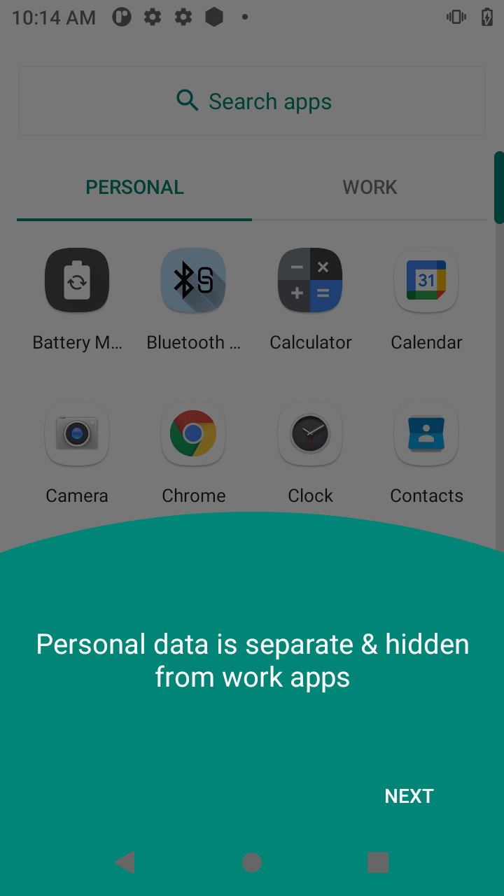 NTP DIG PING MORE in secure Work Profile (Android 11) Zebra TC57 BYOD firstmsg