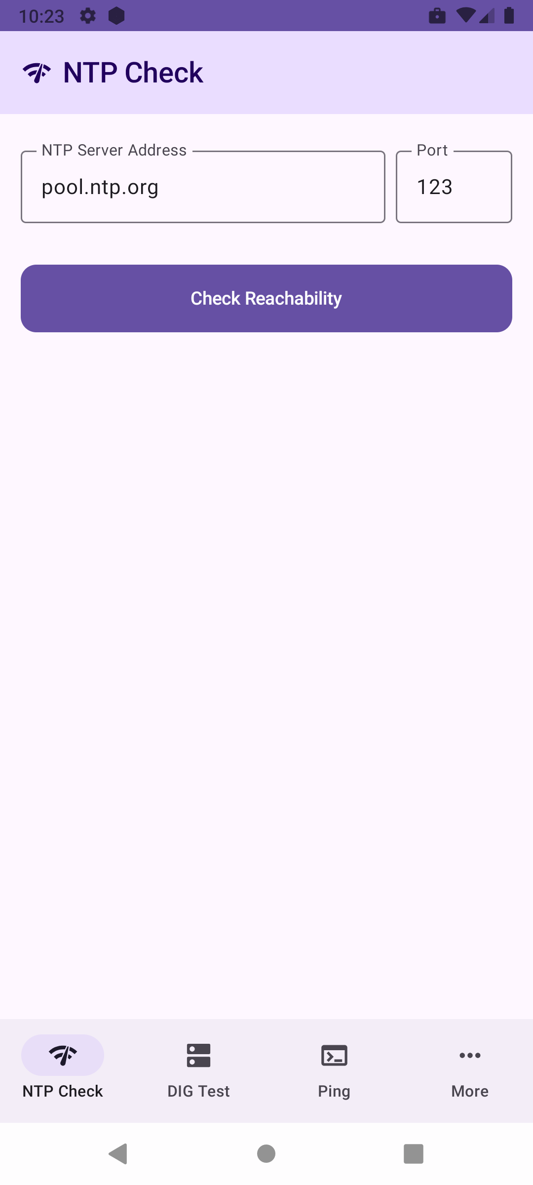 NTP DIG PING MORE in secure Work Profile (Android 9)